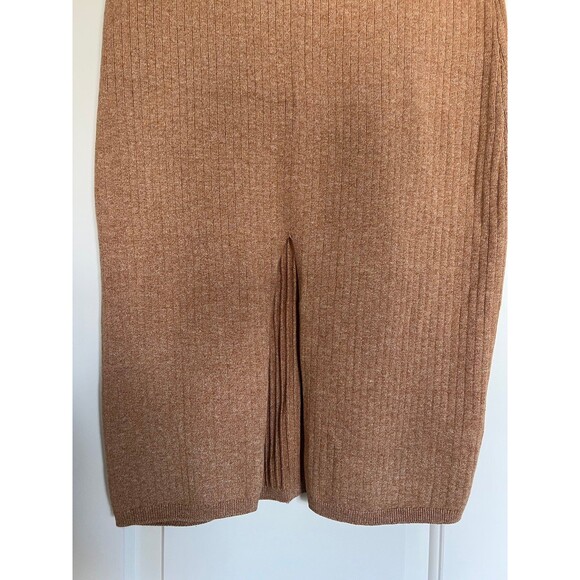 Free People Womens Pencil Skirt Size Large Carmel Heather Split Front Ribbed NEW - Picture 5 of 7